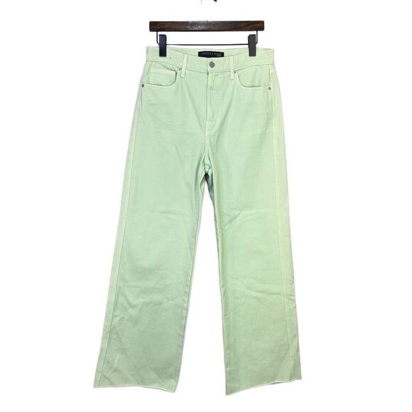 NWT Veronica Beard Taylor High-Rise Raw Hem Wide-Leg Jean Pistachio Size 29/8 - Picture 2 of 9